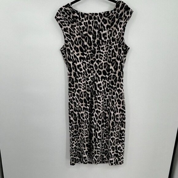 Catherine Malandrino Womens Dress 10 Sheath Sleeveless Animal Print Black White - Picture 3 of 12